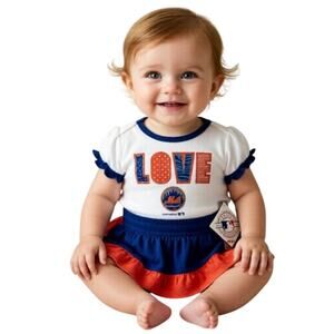 Genuine Merchandise New York Mets Infant LOVE Bodysuit & Skirt Set 0-3 M